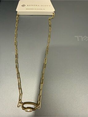 Kendra Scott Gold Link Necklace with Pearl Accent